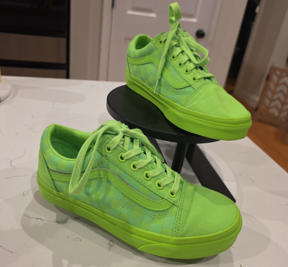 Vans Neon Green Checkerboard Skate Sneakers